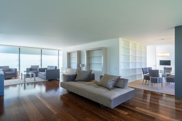 Dining room, Interior, Living room, Pendant Lights, Wood Texture Flooring