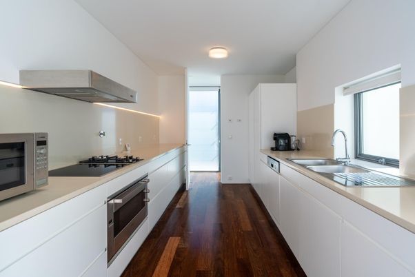 Interior, Kitchen, Stainless Steel Appliances, Wood Texture Flooring