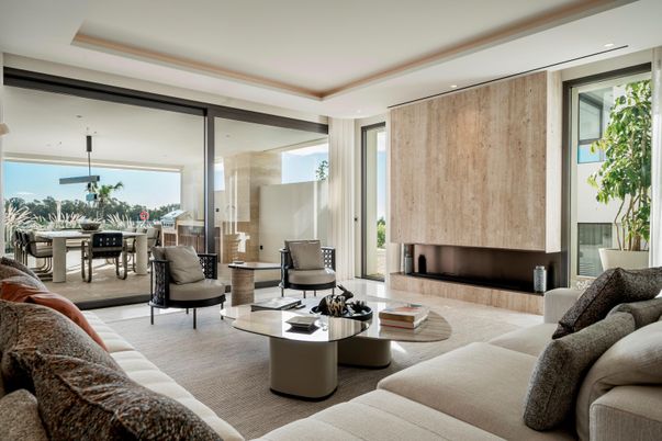 Dining room, Fireplace, Interior, Living room, Pendant Lights, Recessed Lighting