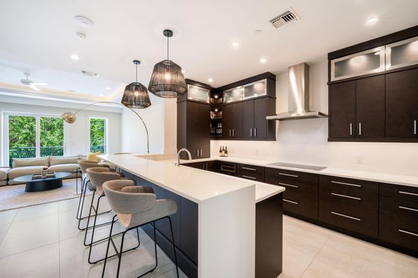 Interior, Kitchen, Living room, Pendant Lights, Recessed Lighting, Stainless Steel Appliances