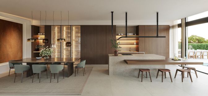 Dining room, Interior, Pendant Lights