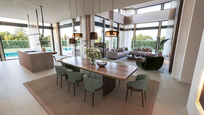 Dining room, Interior, Living room, Pendant Lights