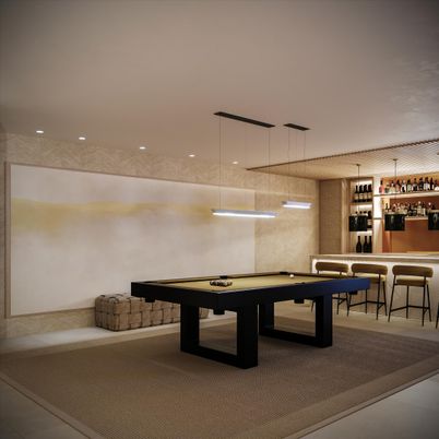 Billiard Table, Game Room, Interior, Pendant Lights, Recessed Lighting
