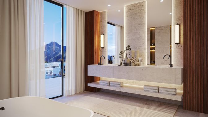 Bathroom, Interior, Recessed Lighting