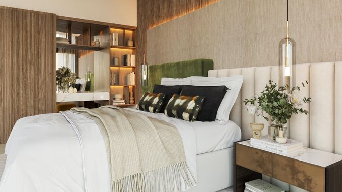 Bedroom, Interior, Pendant Lights