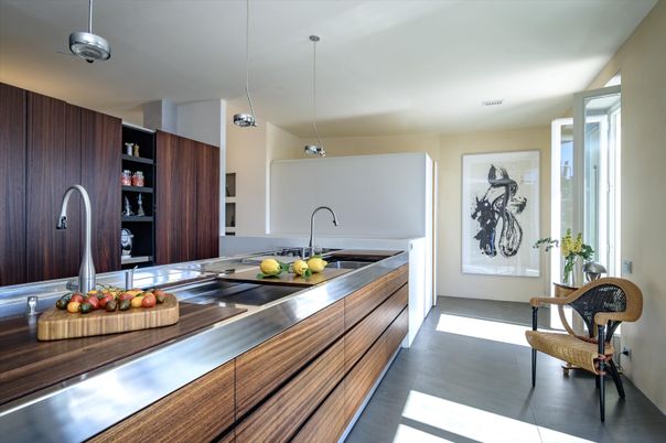 Interior, Kitchen, Pendant Lights, Stainless Steel Appliances, Wood Texture Flooring