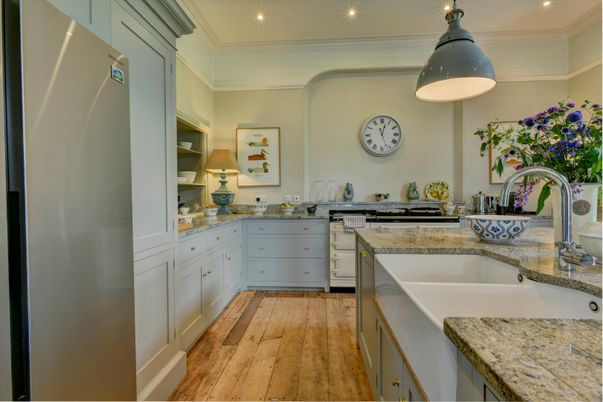 Bathroom, Dual Sink Vanities, Interior, Pendant Lights, Recessed Lighting, Wood Texture Flooring