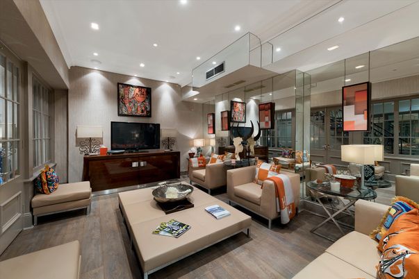 Interior, Living room, Recessed Lighting, Wood Texture Flooring