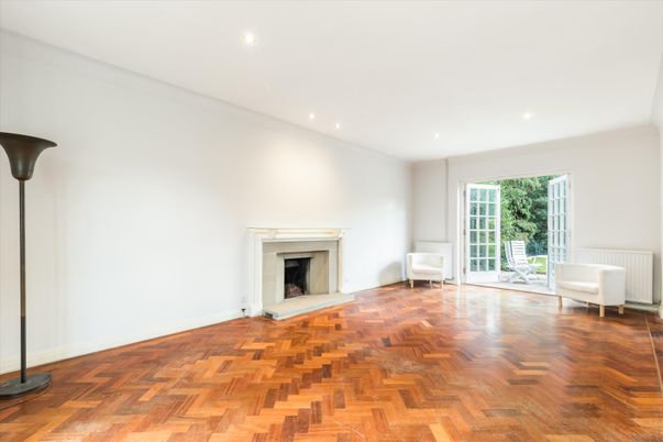 Empty room, Fireplace, Interior, Recessed Lighting, Wood Texture Flooring