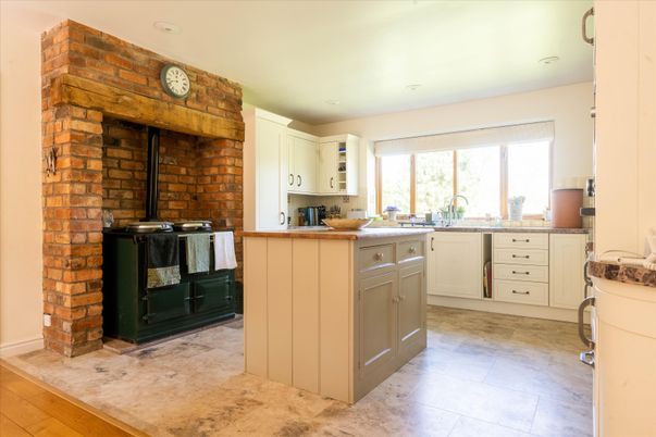 Interior, Kitchen, Recessed Lighting, Stone Walls