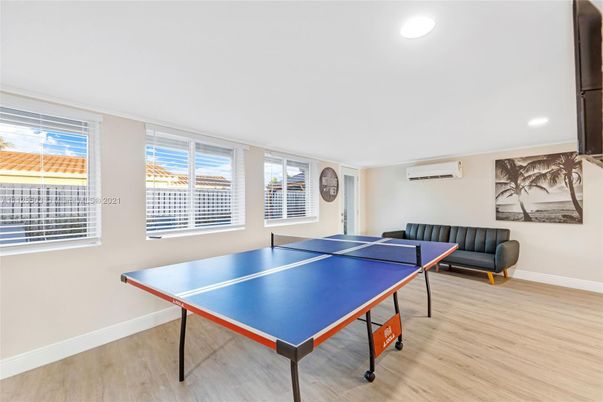Game Room, Interior, Recessed Lighting, Wood Texture Flooring