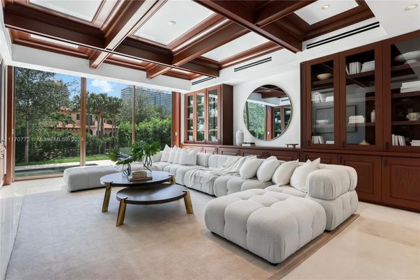 Interior, Living room, Recessed Lighting, Wooden Beams