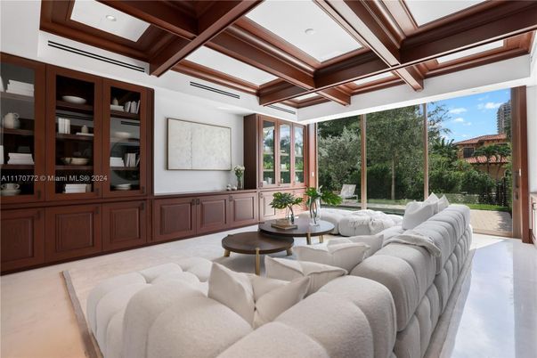 Interior, Living room, Recessed Lighting, Wooden Beams