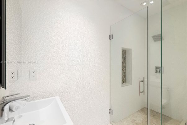 Bathroom, Glass Shower, Interior, Recessed Lighting