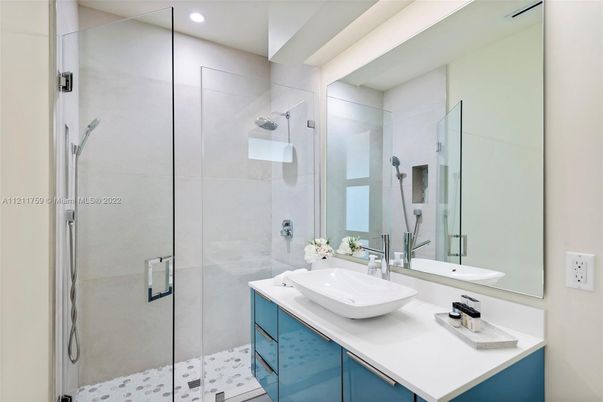 Bathroom, Glass Shower, Interior, Recessed Lighting