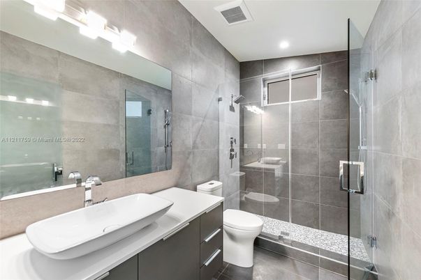 Bathroom, Glass Shower, Interior, Recessed Lighting
