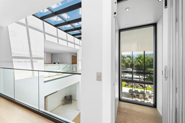 Glass Ceilings, Interior, Recessed Lighting, Wood Texture Flooring