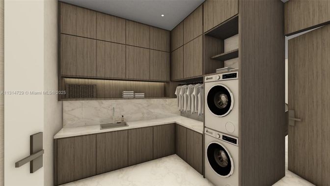 Interior, Marble, Recessed Lighting, Utility Closets, Washer