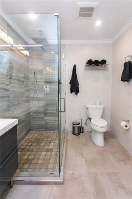 Bathroom, Glass Shower, Interior, Recessed Lighting