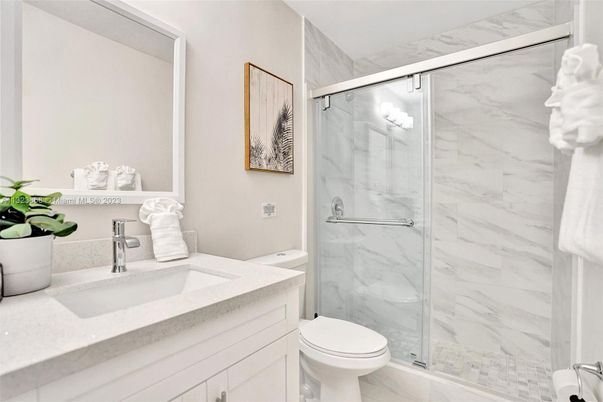 Bathroom, Glass Shower, Interior, Marble Walls