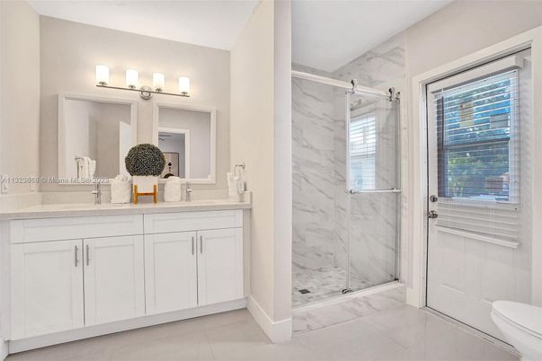 Bathroom, Glass Shower, Interior, Marble Walls