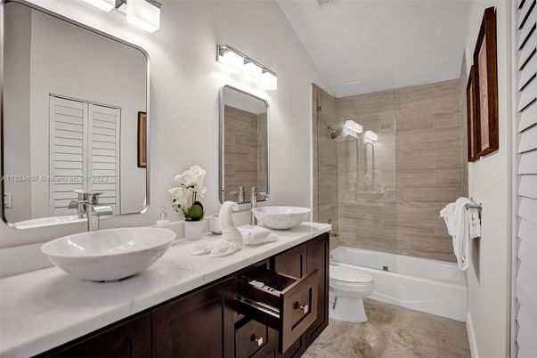 Bathroom, Dual Sink Vanities, Glass Shower, Interior