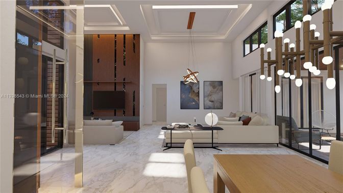 Interior, Living room, Marble, Pendant Lights