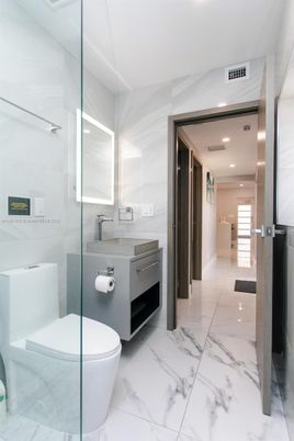 Bathroom, Glass Shower, Interior, Marble, Recessed Lighting