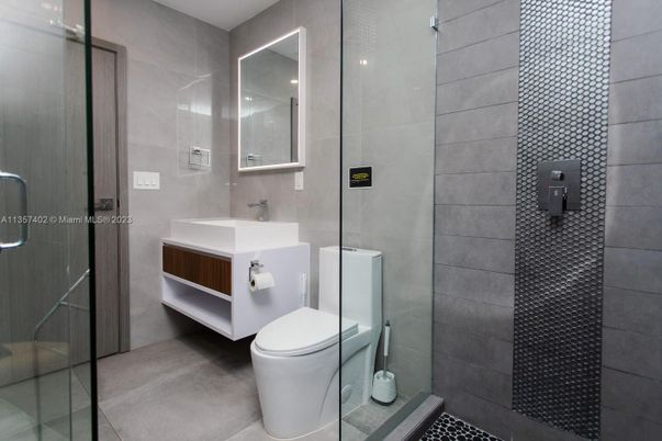 Bathroom, Glass Shower, Interior, Recessed Lighting