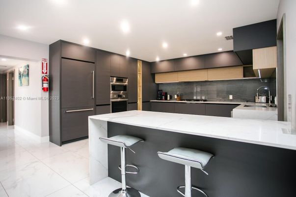 Interior, Kitchen, Marble, Recessed Lighting, Stainless Steel Appliances