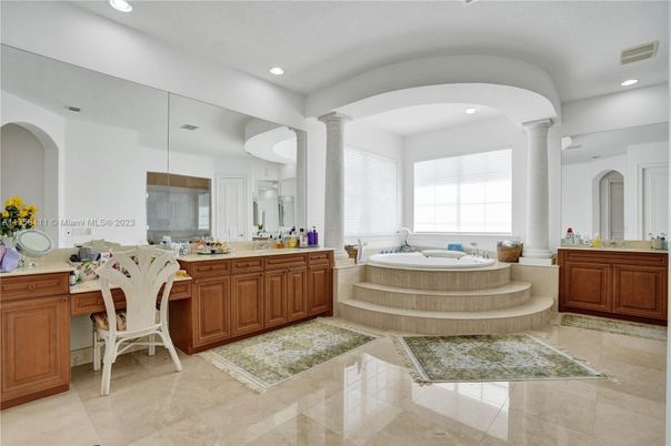 Bathroom, Dual Sink Vanities, Glass Shower, Interior, Recessed Lighting