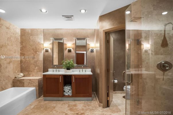 Bathroom, Dual Sink Vanities, Glass Shower, Interior, Recessed Lighting