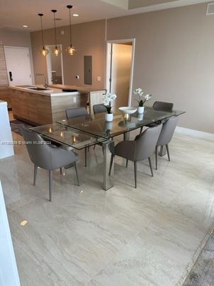 Dining room, Interior, Kitchen, Marble, Pendant Lights, Recessed Lighting