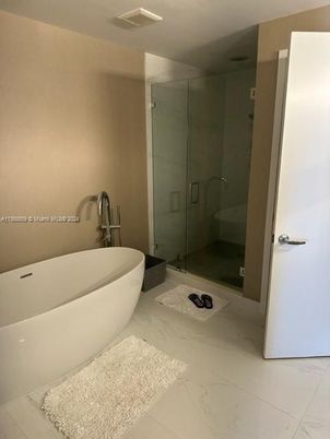 Bathroom, Free Standing Baths, Glass Shower, Interior, Marble, Recessed Lighting