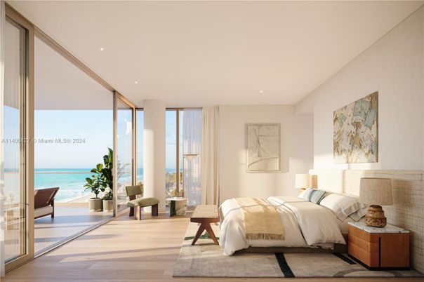 Bedroom, Interior, Recessed Lighting, Water, Wood Texture Flooring