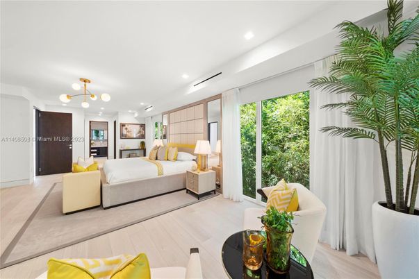 Bedroom, Interior, Pendant Lights, Recessed Lighting, Wood Texture Flooring