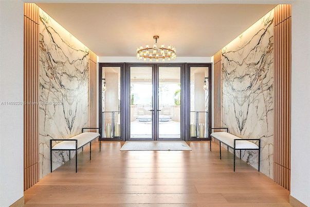 Chandelier, Interior, Marble Walls, Wood Texture Flooring