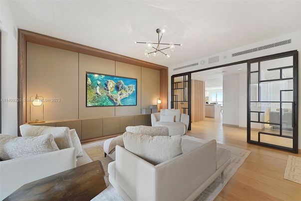 Interior, Living room, Pendant Lights, Wood Texture Flooring