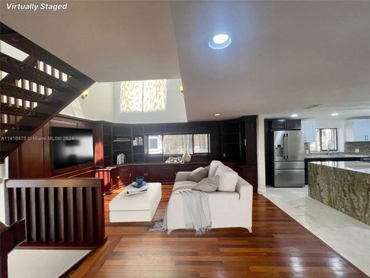 Interior, Kitchen, Living room, Recessed Lighting, Stainless Steel Appliances, Wood Texture Flooring
