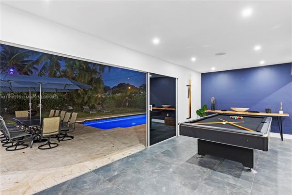 Billiard Table, Game Room, Interior, Pool, Recessed Lighting