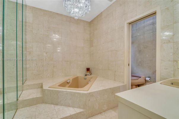 Bathroom, Chandelier, Glass Shower, Interior