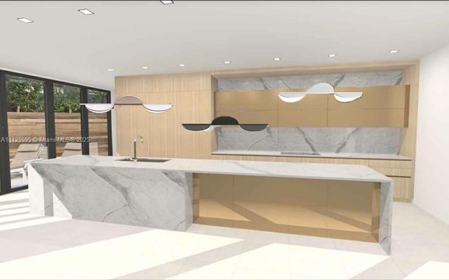 Interior, Kitchen, Marble Walls, Recessed Lighting