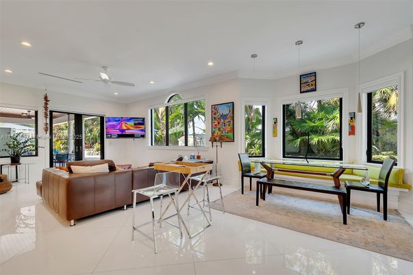 Billiard Table, Dining room, Game Room, Interior, Living room, Pendant Lights, Recessed Lighting