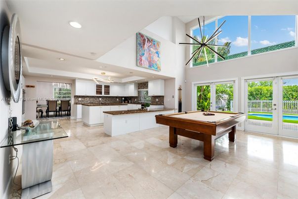 Billiard Table, Game Room, Interior, Pendant Lights, Recessed Lighting