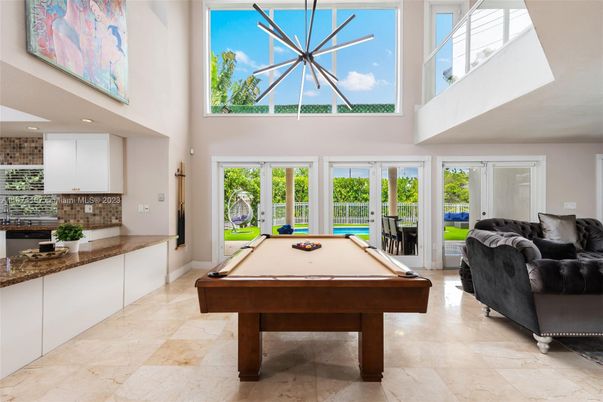 Billiard Table, Game Room, Interior, Pendant Lights, Recessed Lighting