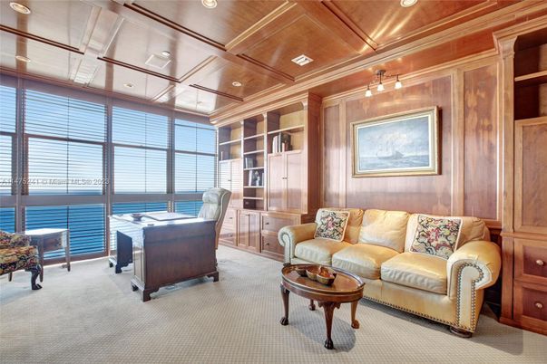 Home Office, Interior, Recessed Lighting, Water, Wooden Ceilings, Wooden Walls