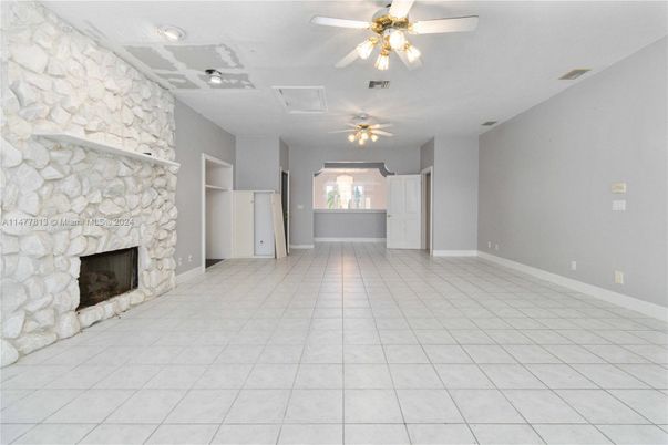 Empty room, Fireplace, Interior, Stone Walls