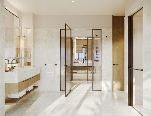 Bathroom, Elevator, Glass Shower, Interior, Recessed Lighting