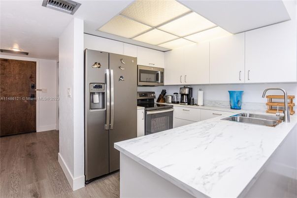 Interior, Kitchen, Stainless Steel Appliances, Wood Texture Flooring