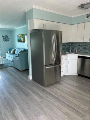Interior, Kitchen, Living room, Stainless Steel Appliances, Wood Texture Flooring